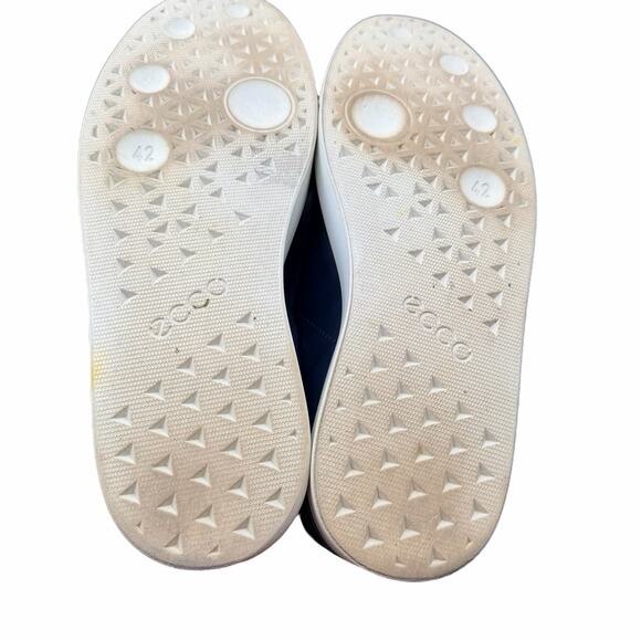 ECCO Men’s Navy Leather Sneakers 8/8.5 US 42 EU Casual Comfort Shoes - Picture 5 of 12